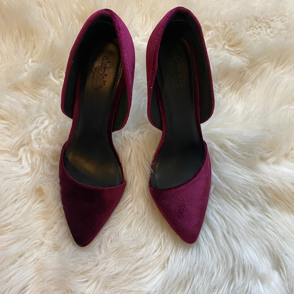 Wine velvet heels